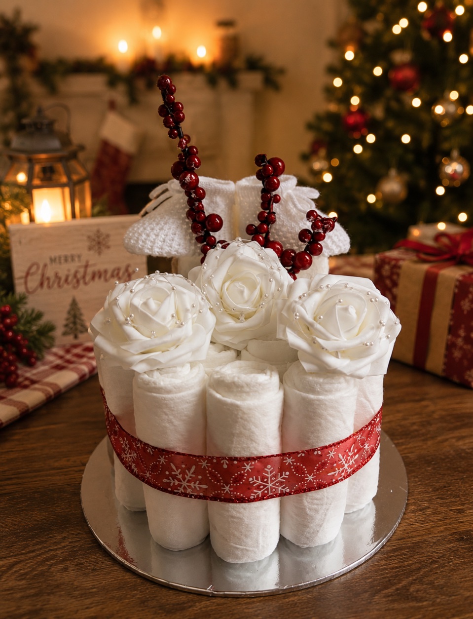 Christmas Berries Nappy Cake