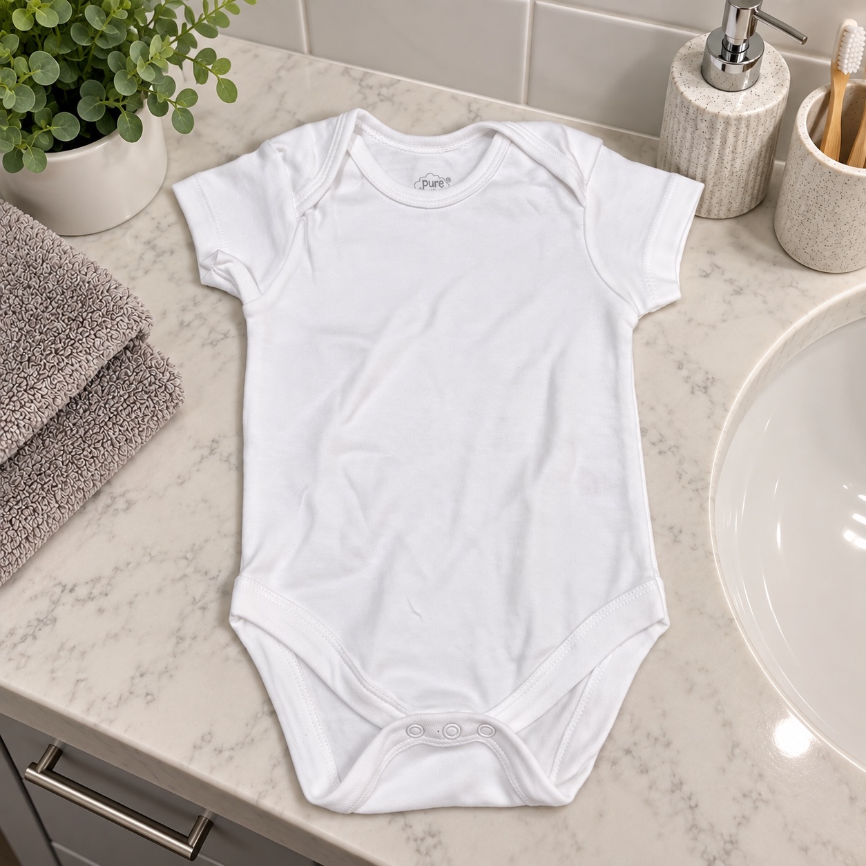 Plain white baby bodysuit - clearance seconds