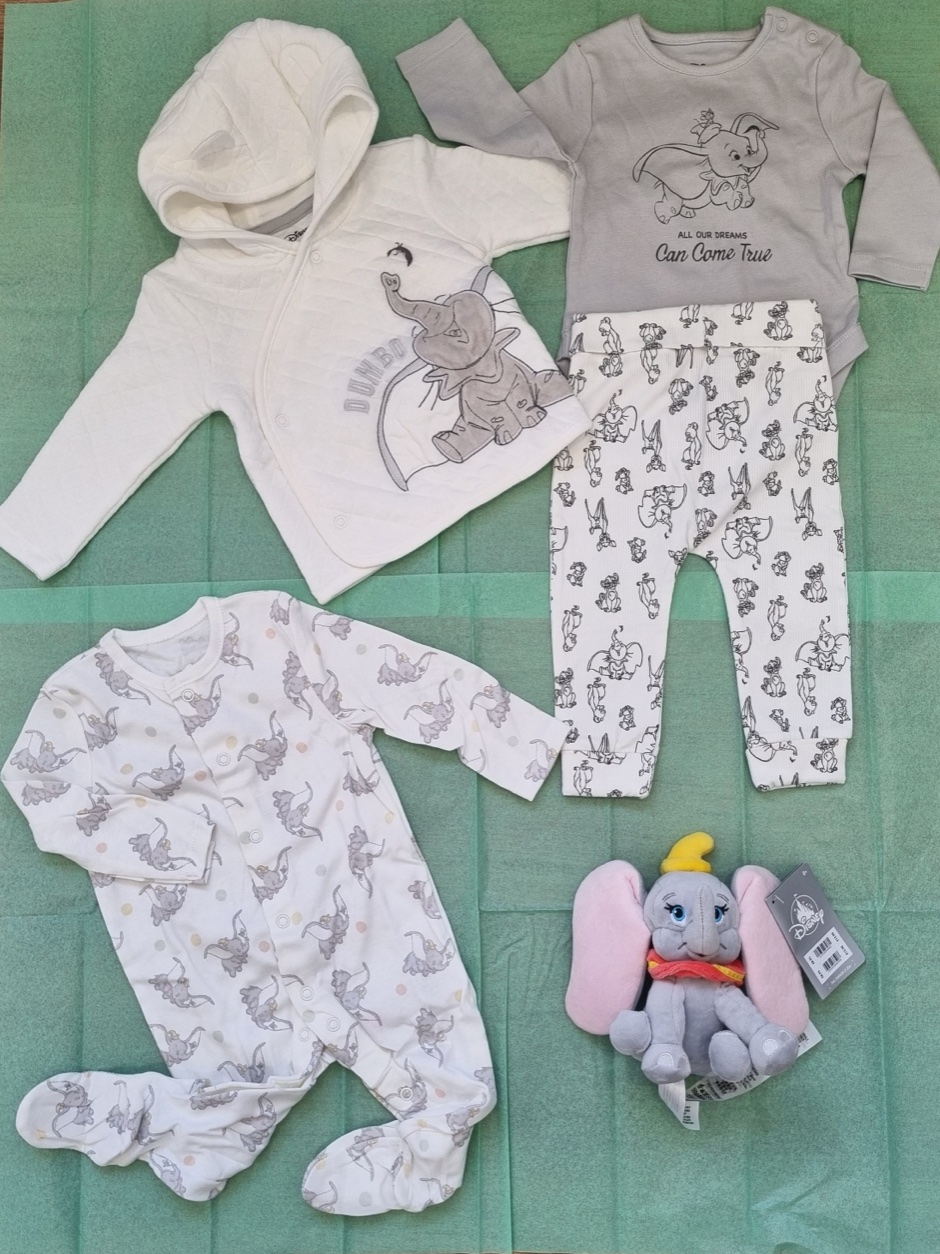Unisex Dumbo baby hamper in a turquoise gift box