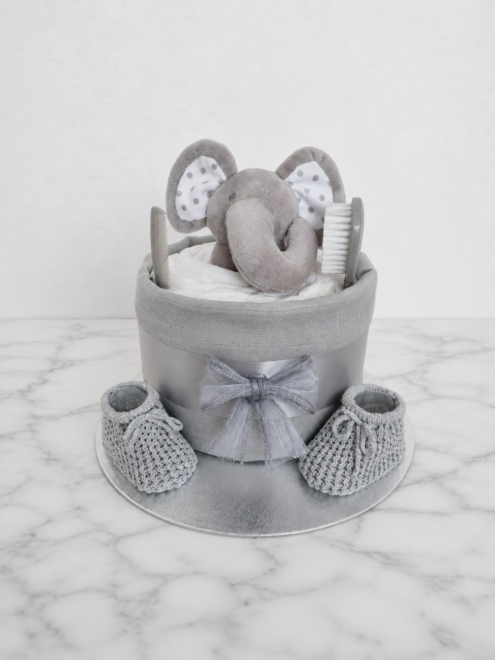 Grey 1 Tier Nappy Cake