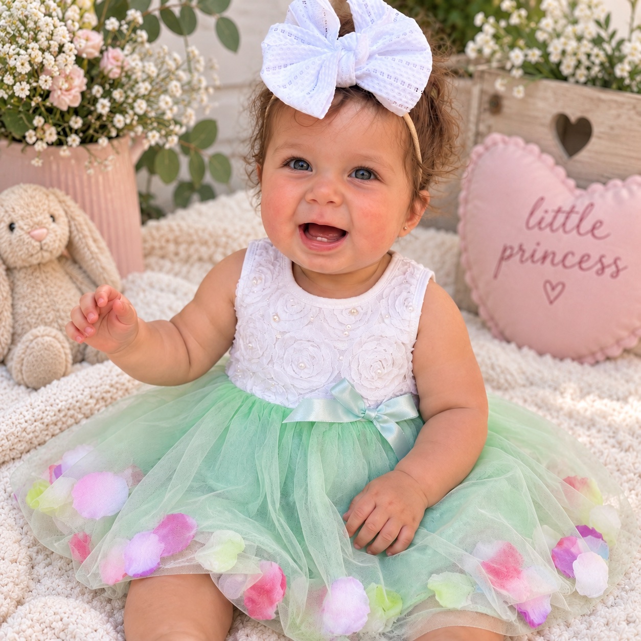 Baby girls mint green tulle dress