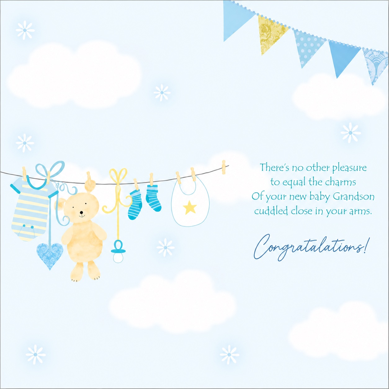 Inside of the new grandson congratulations card with a heartfelt verse