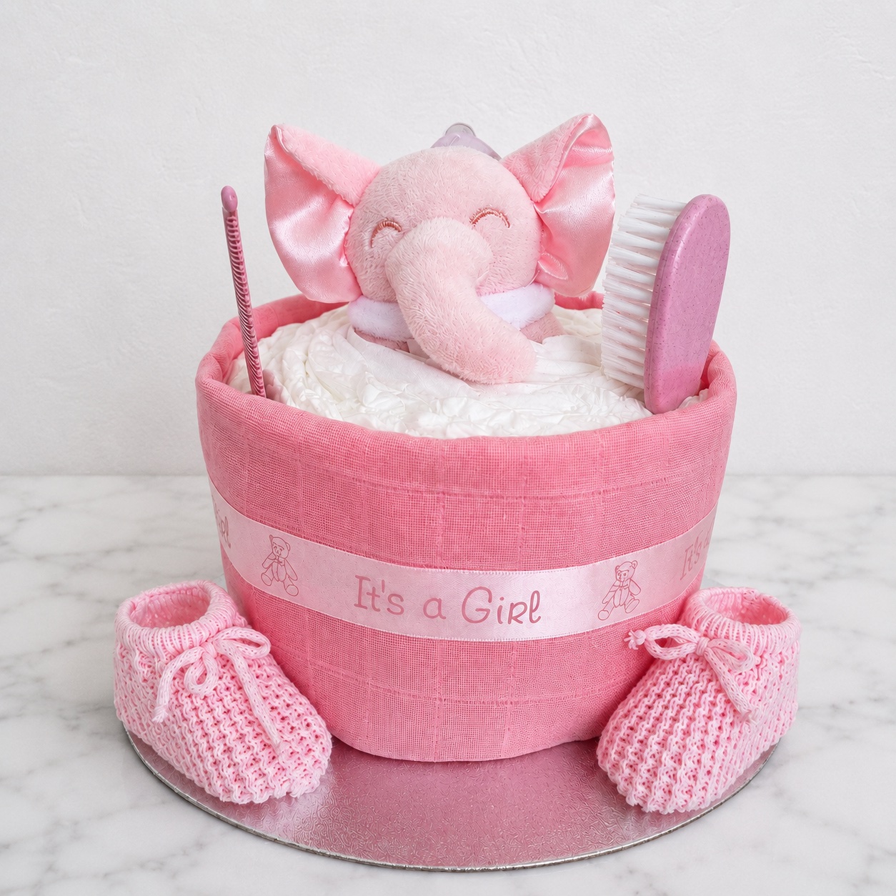 Pink 1 Tier Nappy Cake