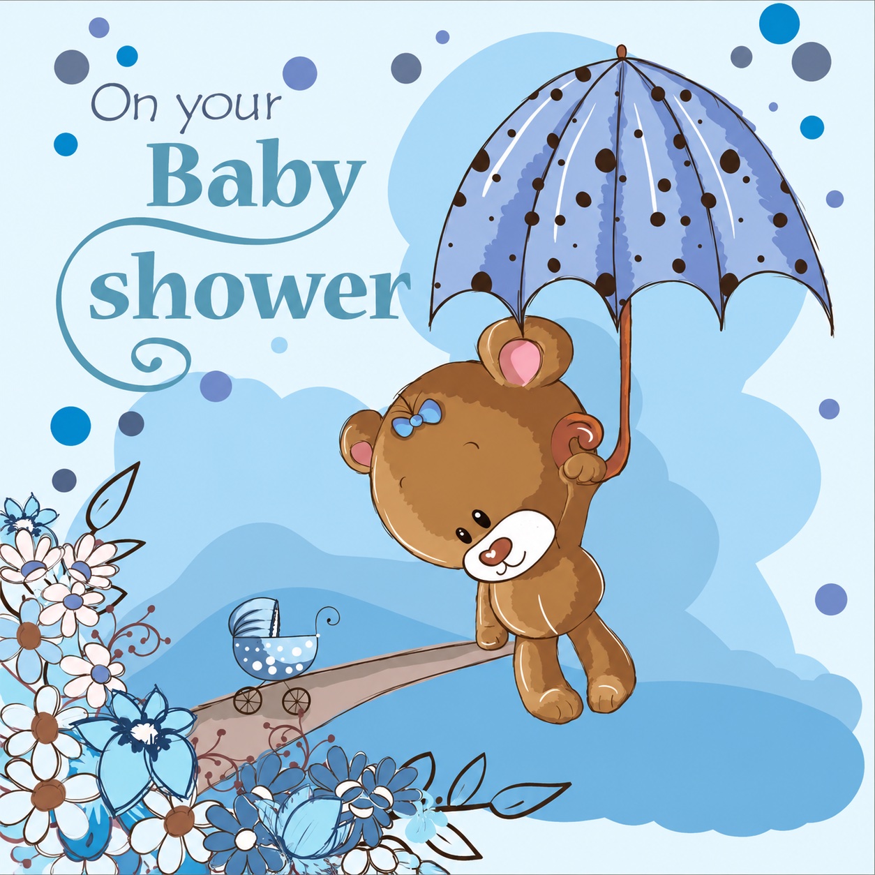 Teddy bear baby shower card