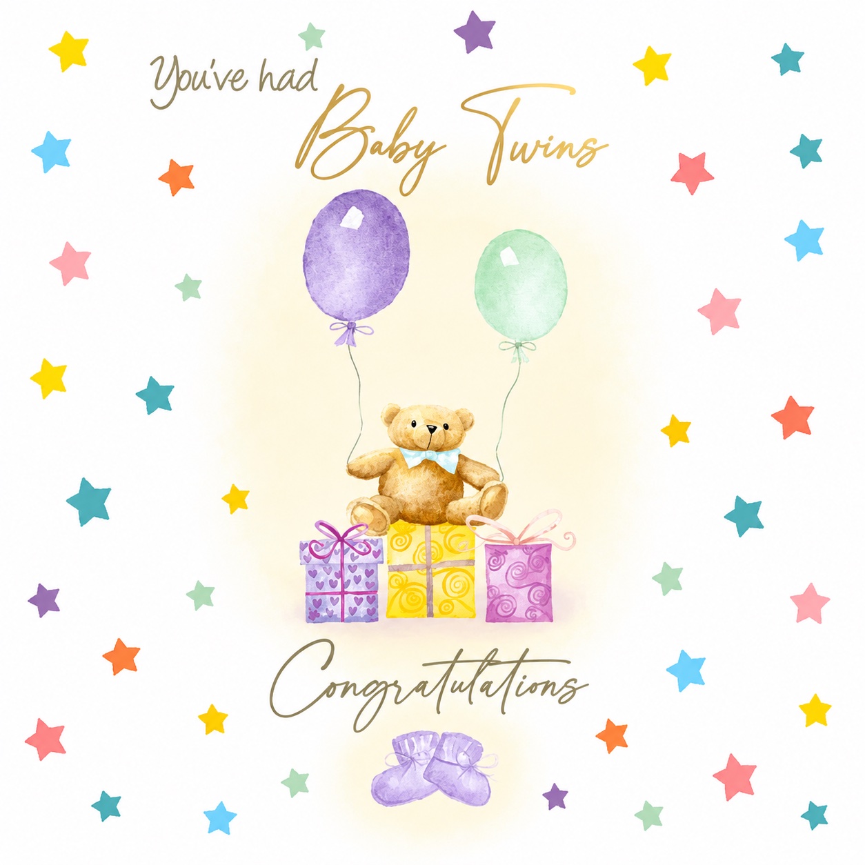 Twin baby congratulations card