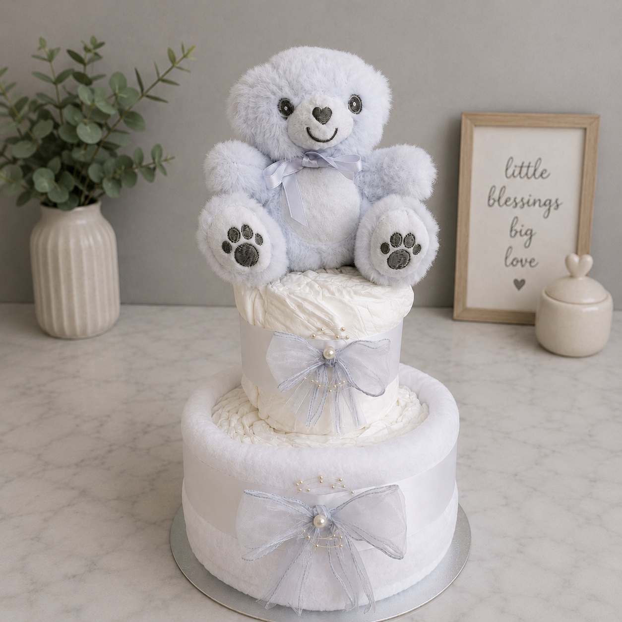 White Bear 2 Tier Nappy Cake