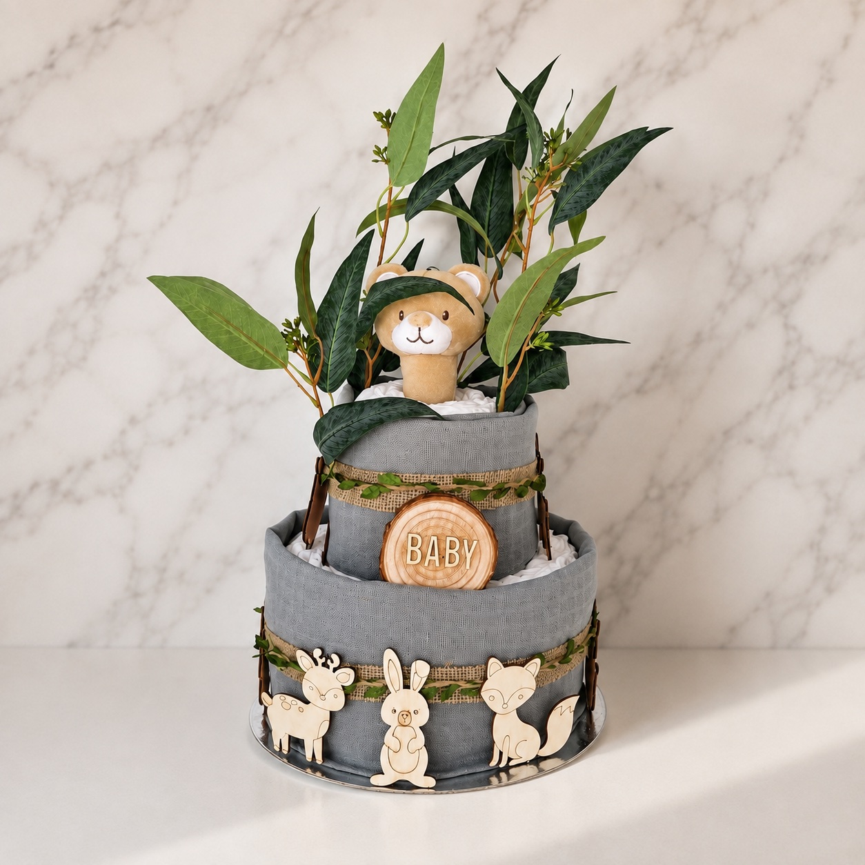 Woodland 2 Tier Nappy Cake